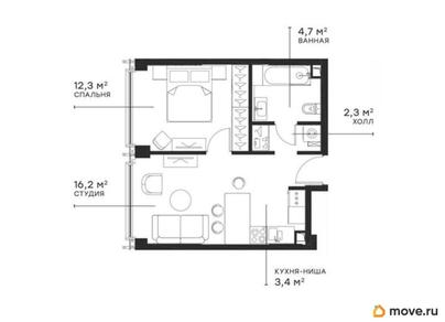 1-комн. квартира, 38.87 м&sup2;