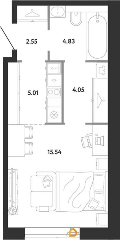 студия, 31.98 м&sup2;