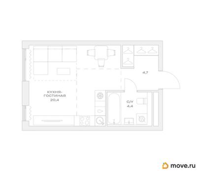 студия, 29.5 м&sup2;