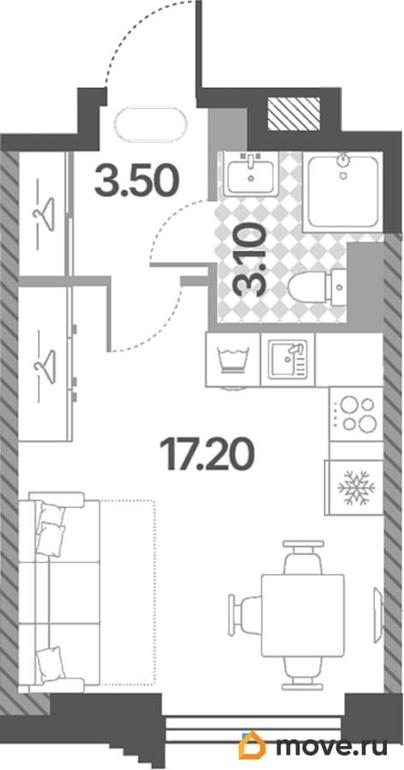 студия, 23.8 м&sup2;