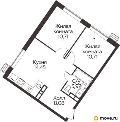 2-комн. квартира, 47.92 м&sup2;