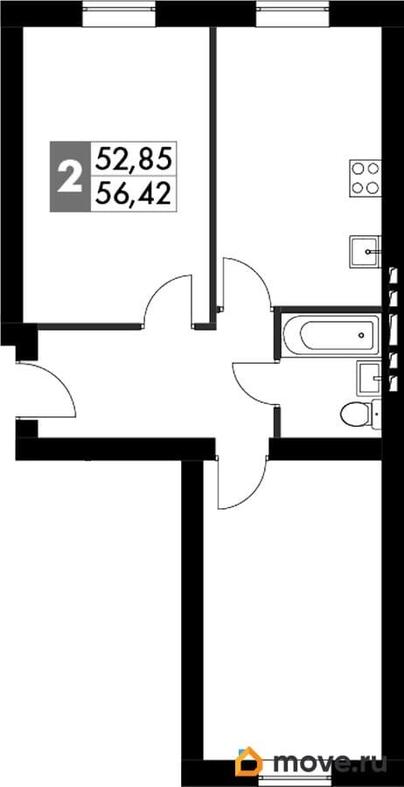 2-комн. квартира, 56 м&sup2;