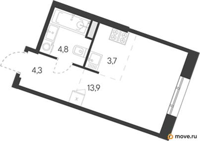 студия, 26.7 м&sup2;