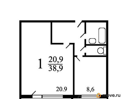 1-комн. квартира, 39.1 м&sup2;