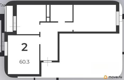 2-комн. квартира, 60.3 м&sup2;