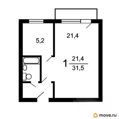 1-комн. квартира, 33 м&sup2;