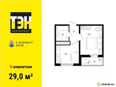 1-комн. квартира, 29 м&sup2;