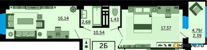 2-комн. квартира, 63.9 м&sup2;