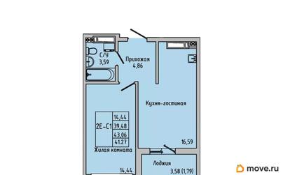 2-комн. квартира, 41.27 м&sup2;