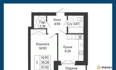 1-комн. квартира, 37.42 м&sup2;