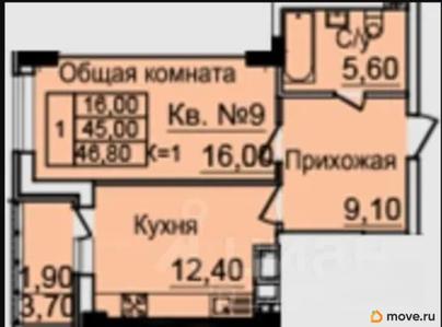 1-комн. квартира, 45 м&sup2;
