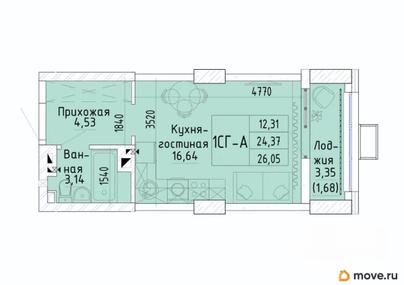 студия, 26.3 м&sup2;