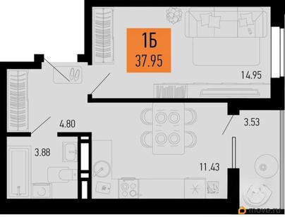 1-комн. квартира, 36.19 м&sup2;