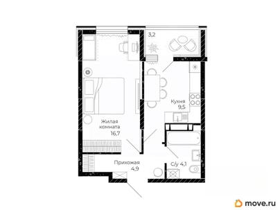 1-комн. квартира, 36.8 м&sup2;