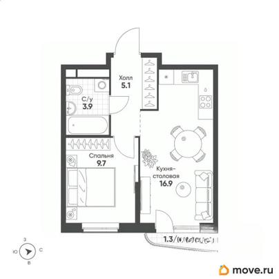 1-комн. квартира, 36 м&sup2;