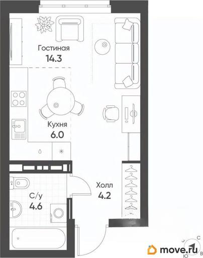 студия, 28.8 м&sup2;