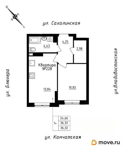 1-комн. квартира, 36.32 м&sup2;