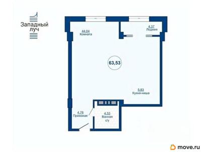 2-комн. квартира, 63.53 м&sup2;