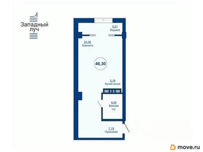 1-комн. квартира, 46.3 м&sup2;