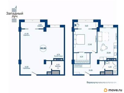 2-комн. квартира, 66.07 м&sup2;