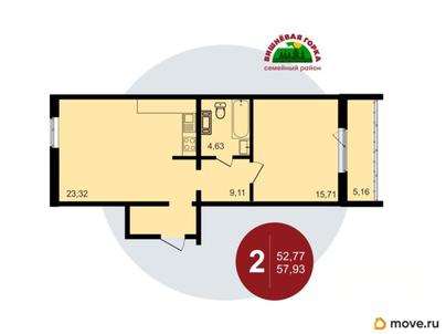 2-комн. квартира, 57.93 м&sup2;