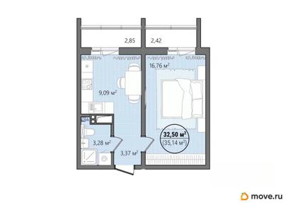 1-комн. квартира, 37.91 м&sup2;
