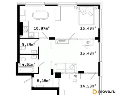 2-комн. квартира, 75.9 м&sup2;