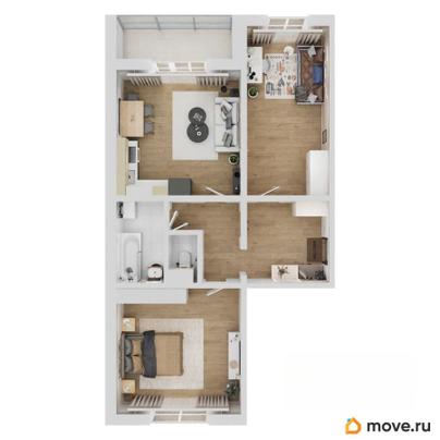 3-комн. квартира, 71.66 м&sup2;