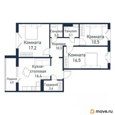 3-комн. квартира, 80.8 м&sup2;