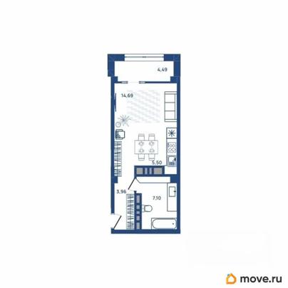 1-комн. квартира, 31.6 м&sup2;