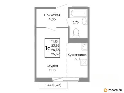 студия, 24.38 м&sup2;