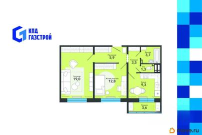 2-комн. квартира, 59.1 м&sup2;