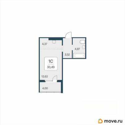 студия, 30.49 м&sup2;