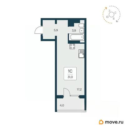 студия, 30.9 м&sup2;