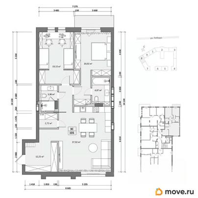 3-комн. квартира, 107.6 м&sup2;