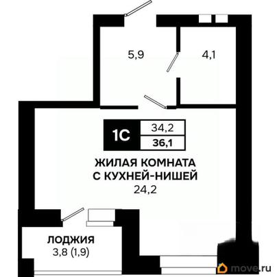 студия, 36.1 м&sup2;