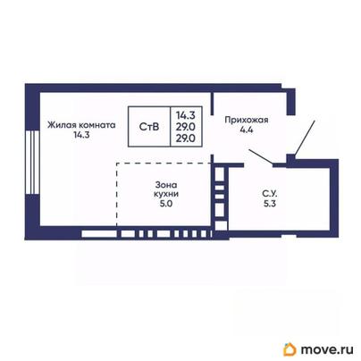 студия, 29 м&sup2;