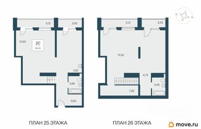 2-комн. апартаменты, 153.9 м&sup2;