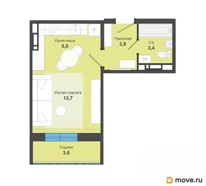 студия, 29.6 м&sup2;