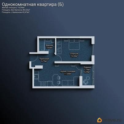 1-комн. квартира, 42.61 м&sup2;