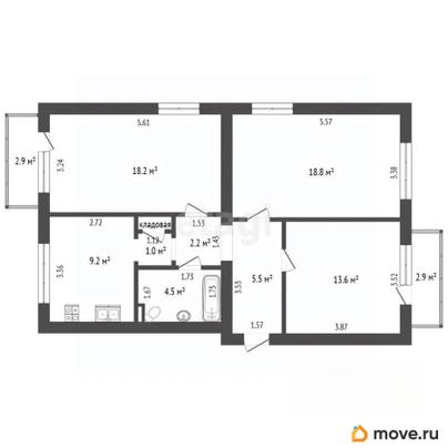 3-комн. квартира, 73.4 м&sup2;