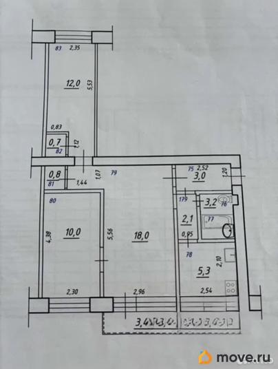 3-комн. квартира, 55.8 м&sup2;