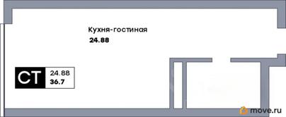 студия, 36.7 м&sup2;