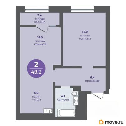 2-комн. квартира, 45.8 м&sup2;