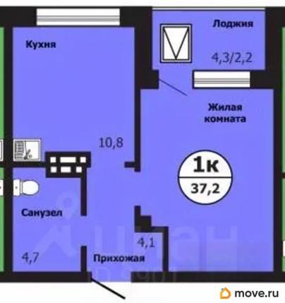 1-комн. квартира, 37.2 м&sup2;