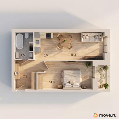 2-комн. квартира, 46.7 м&sup2;