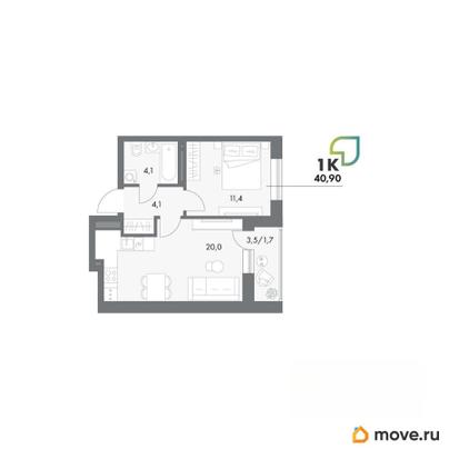 студия, 40.9 м&sup2;