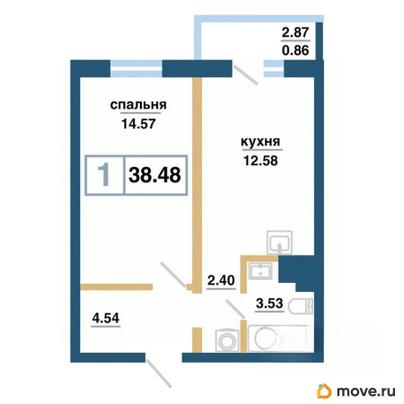 1-комн. квартира, 38.48 м&sup2;