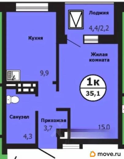 1-комн. квартира, 35 м&sup2;