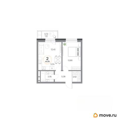 2-комн. квартира, 44.05 м&sup2;